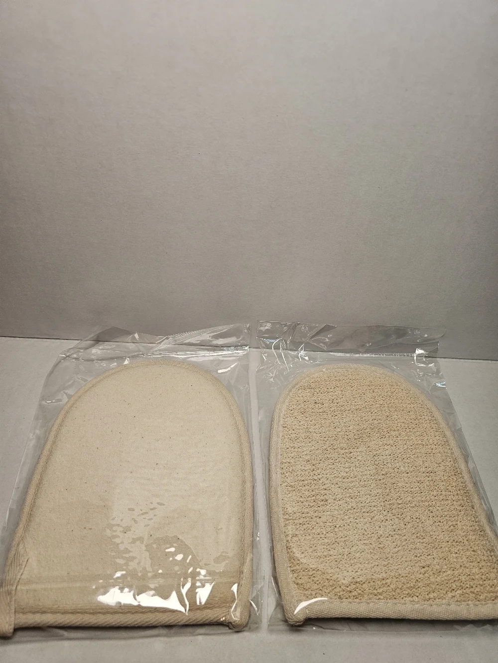 NEW Beige Exfoliating Bath Gloves - Soft Home Accents Set Of Two